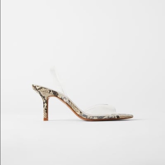 Zara vinyl and animal print heeled sandals - Picture 3 of 9